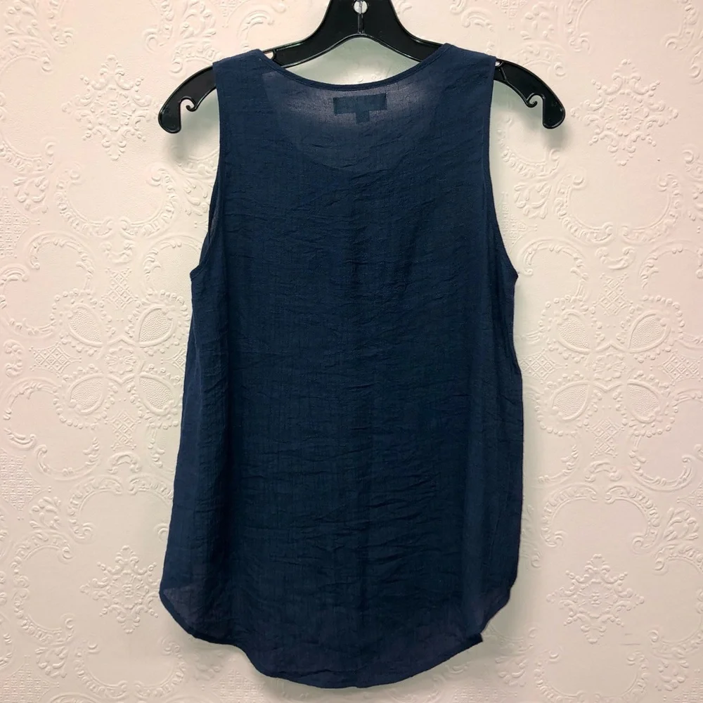 THML sleeveless tunic blouse sheet with embroidery navy blue S - Picture 2 of 5